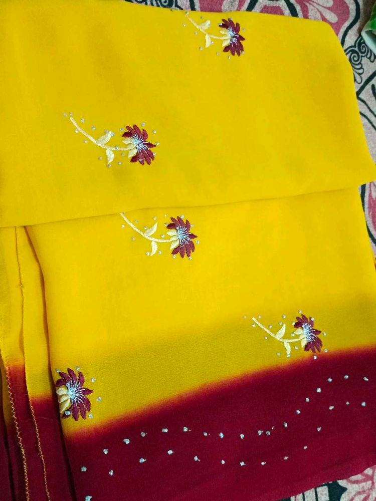 Yellow n Meroon Colour Combination