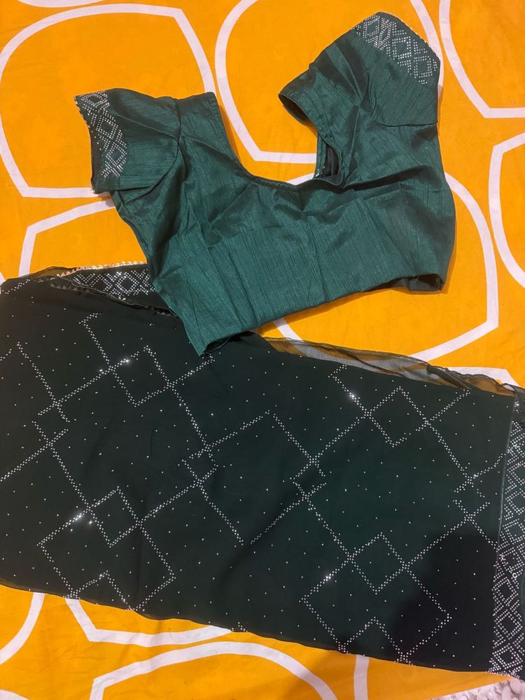 Elegant Green Embellished Saree