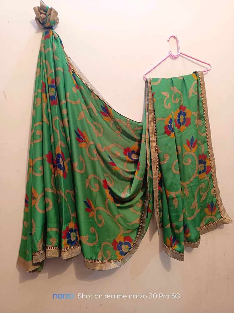 Green Chiffon Saree