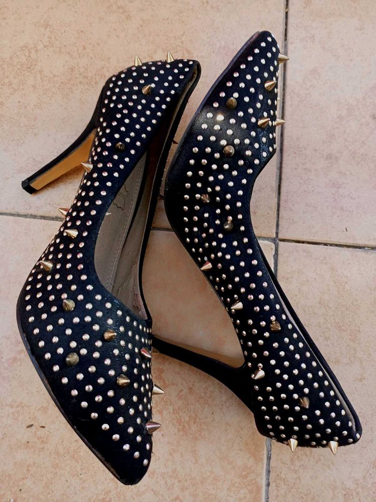Studded Black Stylish Heels