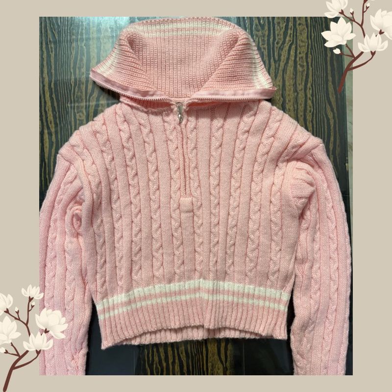 Pink Knit Cropped Sweater