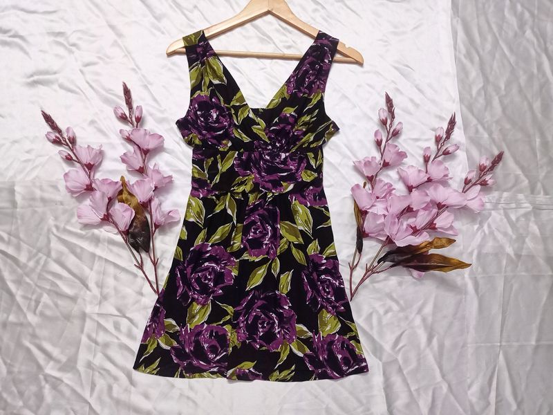 Black and Purple Floral Mini Dress/Long Top
