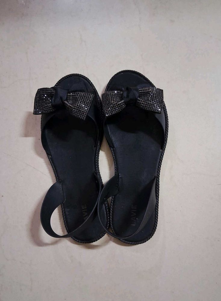 Lavie Black embellished Bow Flats