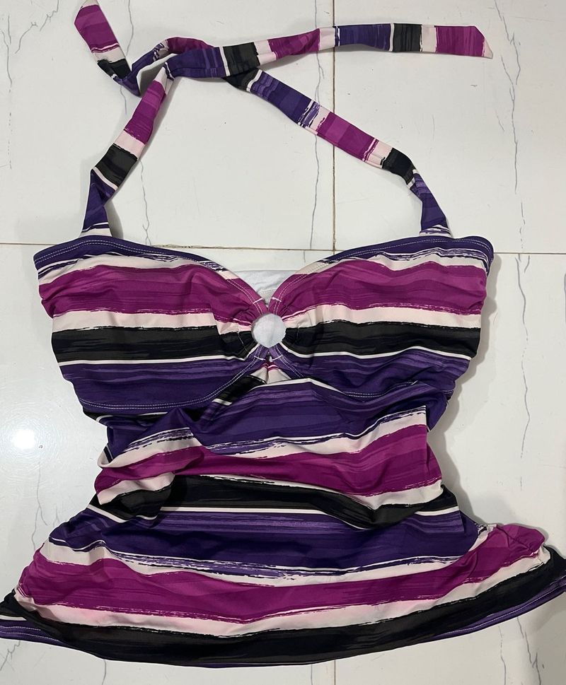 Striped Purple Swim Top