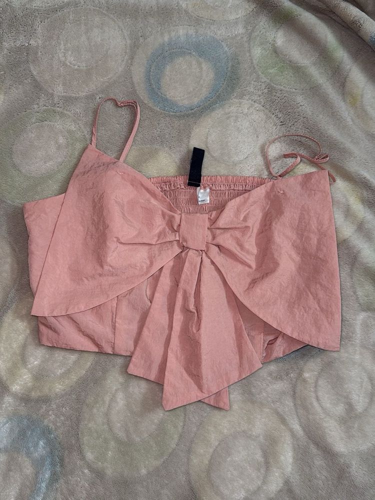 Cute Pink Bow Crop Top