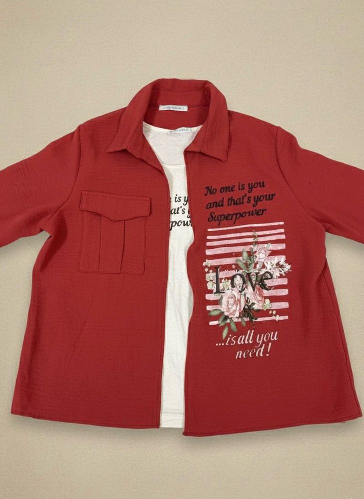 Red Overcoat &amp; White Sleeveless top
