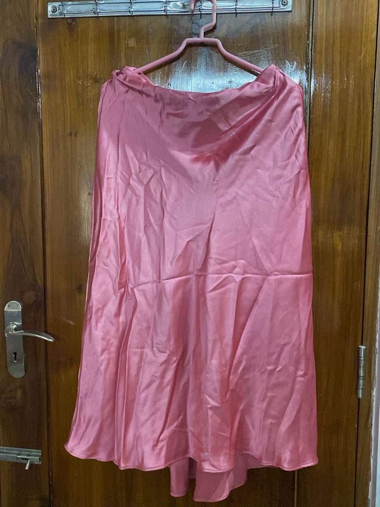 Pink Satin Skirt