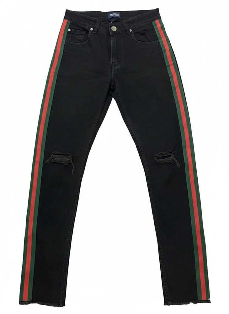 Black Jeans with Racing Stripes