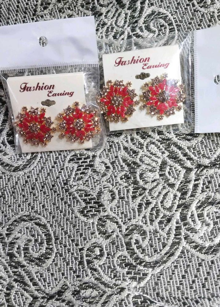 Red Floral Statement Earrings