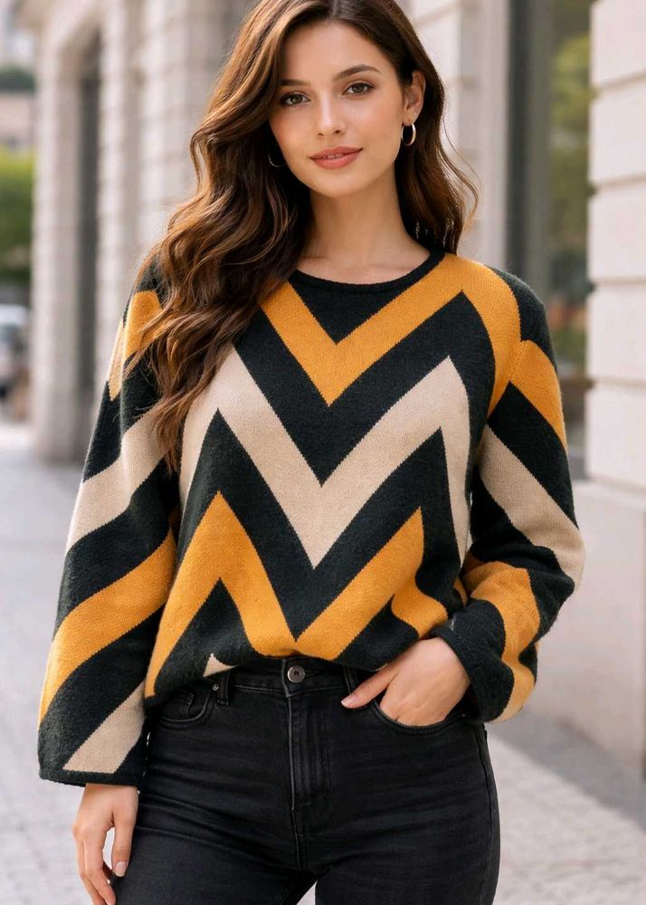 Chevron Pattern Knit Sweater