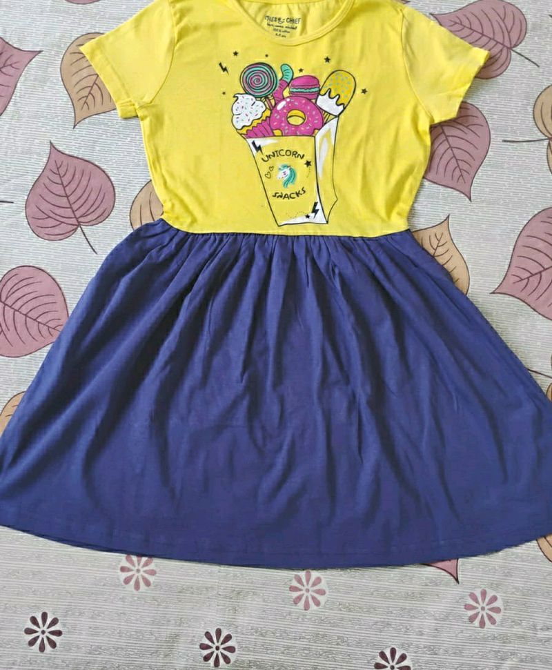 Yellow A D Navy Blue Frock