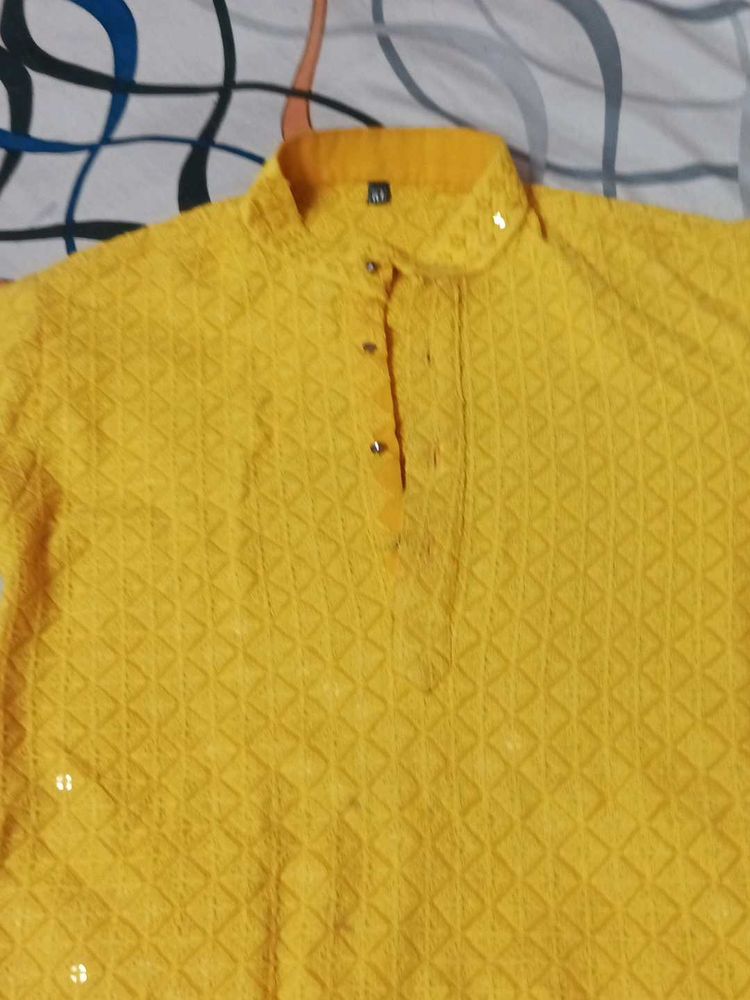 Embroidery Yellow Kurta 10 Number
