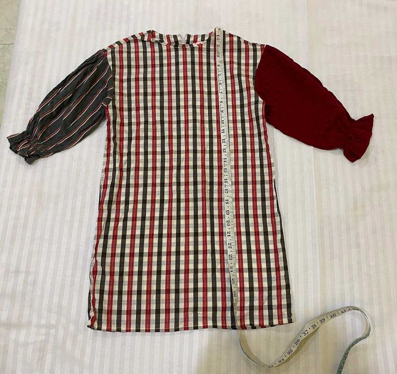 Checkered Mini Tunic Top
