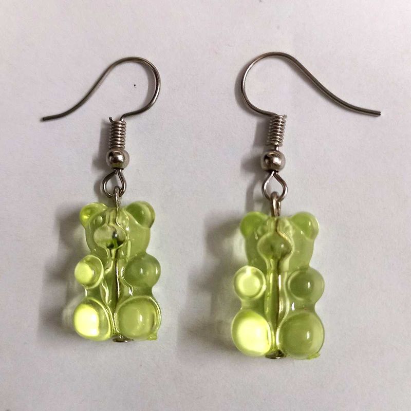 Handmade Gummy Bear Earrings - Green