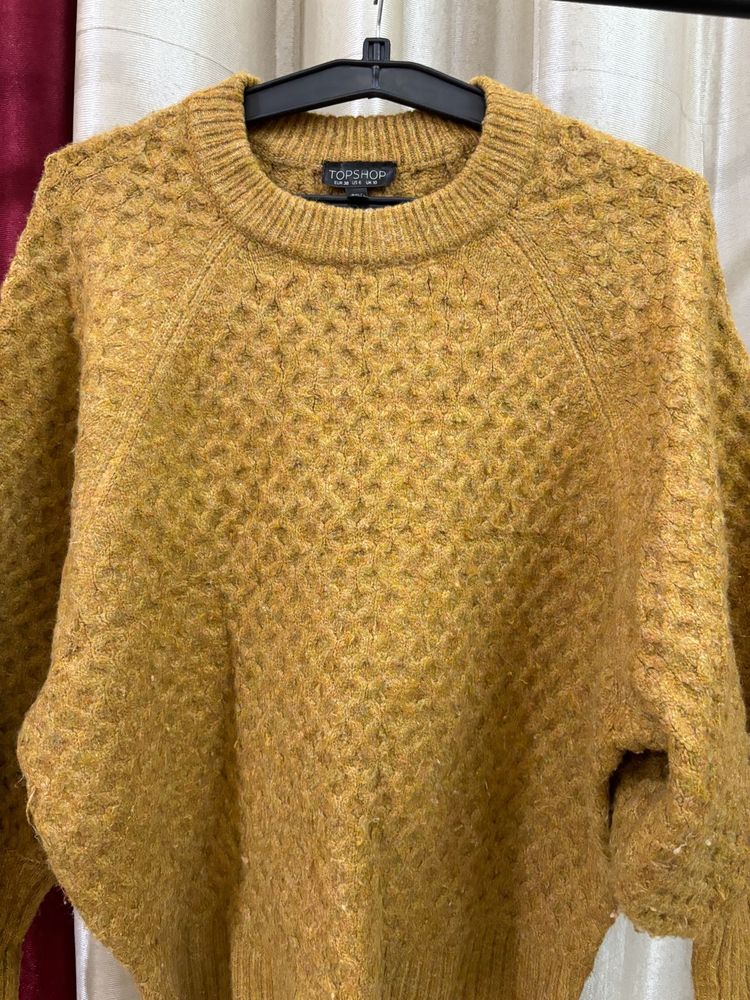 Mustard Knitted Pullover Sweater