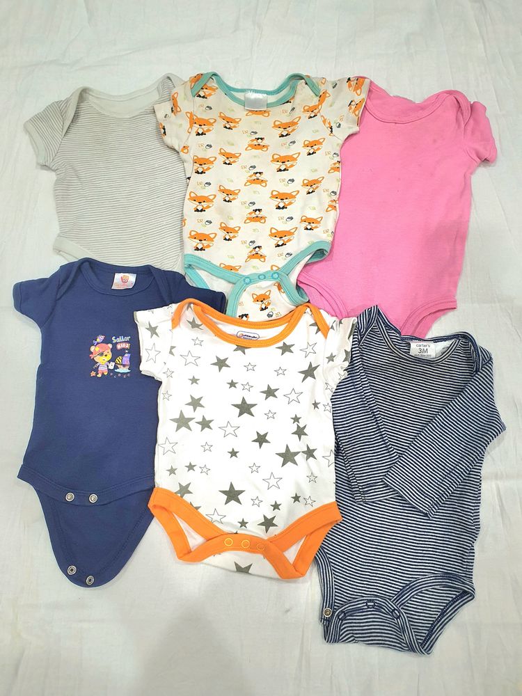 Pack Of 6 Onesies For 0-3 Months Baby (UNISEX)