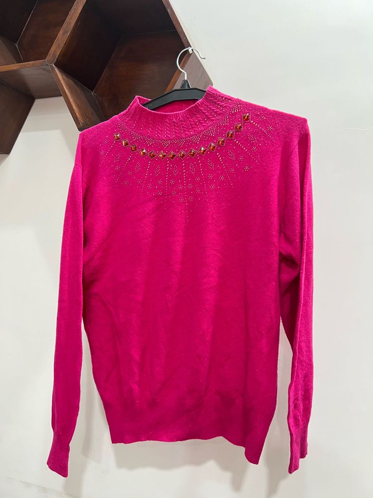 Pink Embellished Sweater