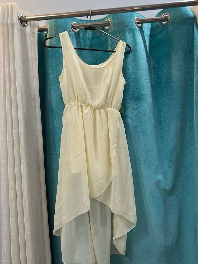 Off White Asymmetric Flowy Dress