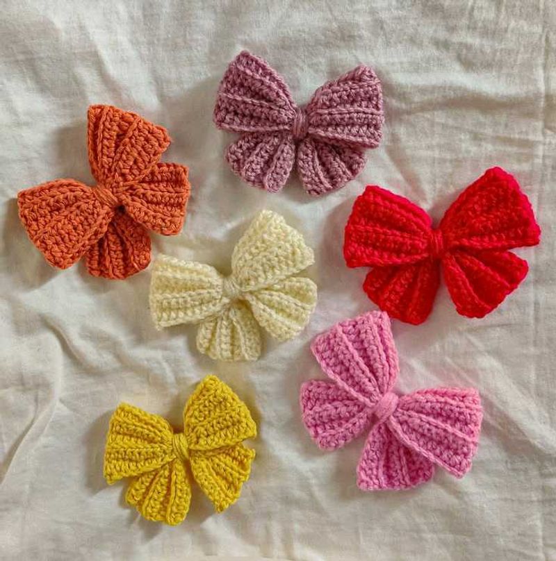 Crochet Hair Bows - Set of 6!