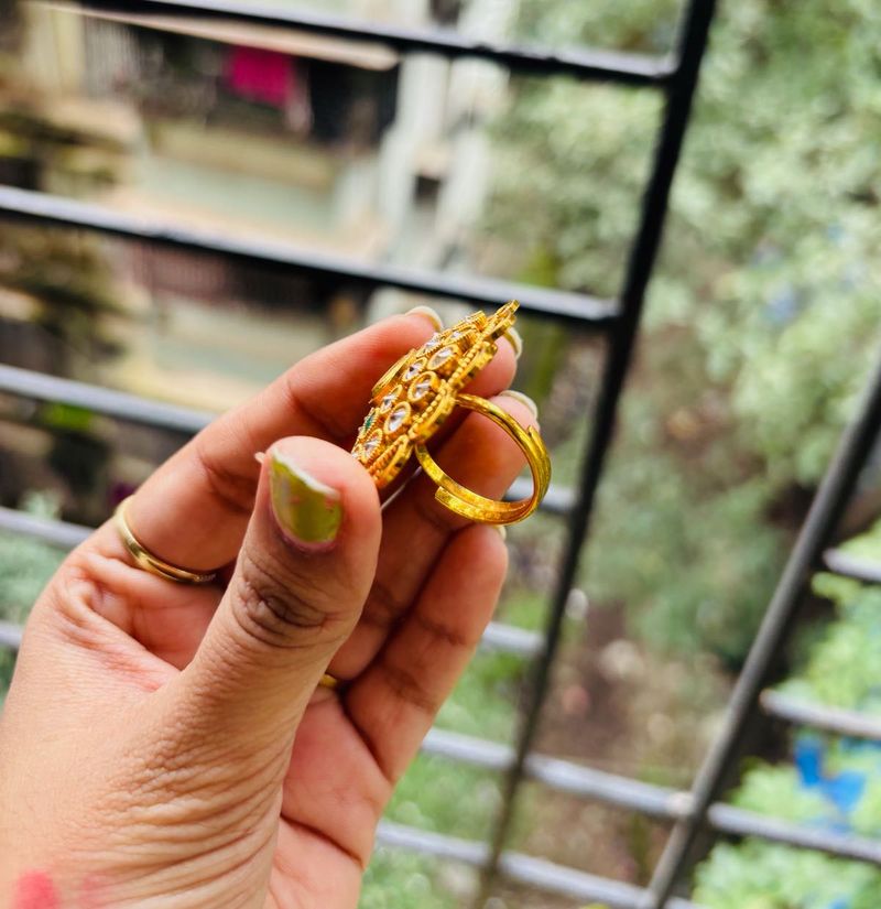 Traditional Golden Adjustable Statement Ring