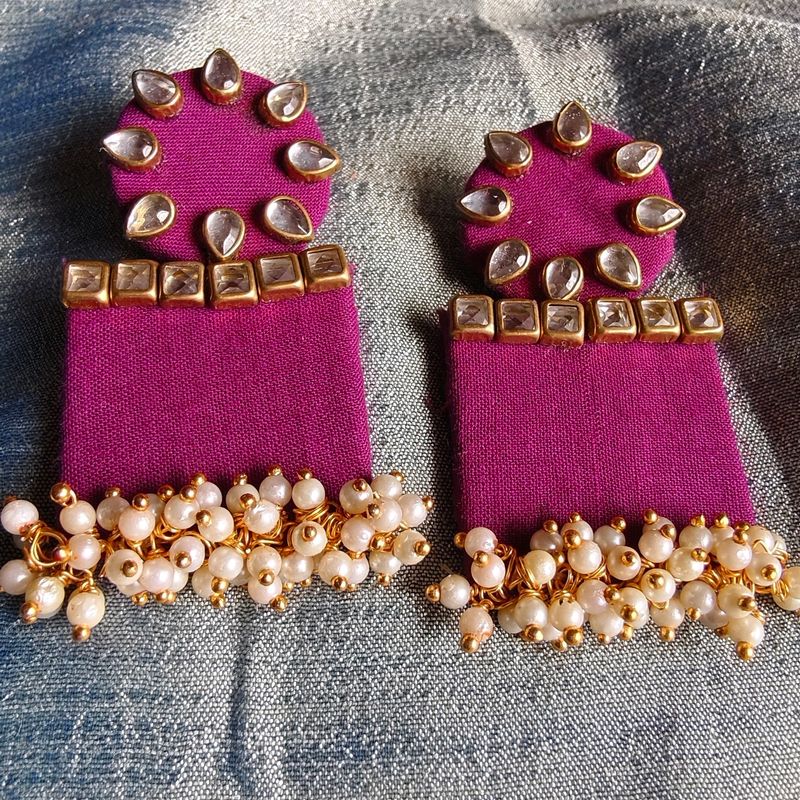 Magenta Kundan Earrings