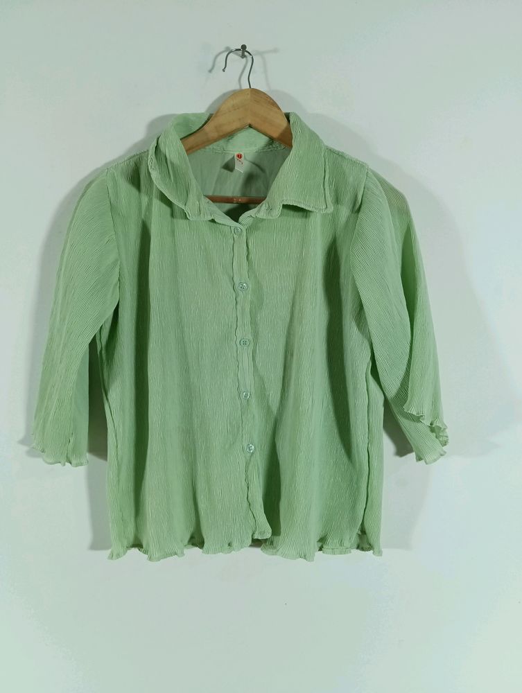 Fluorescent Green Plain Casual Top (Women)