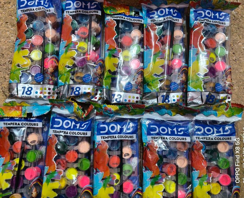 NEW sealed pack Of 10 Doms Tempera Colours - 18