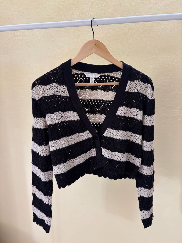 h&amp;m Striped Cropped Cardigan