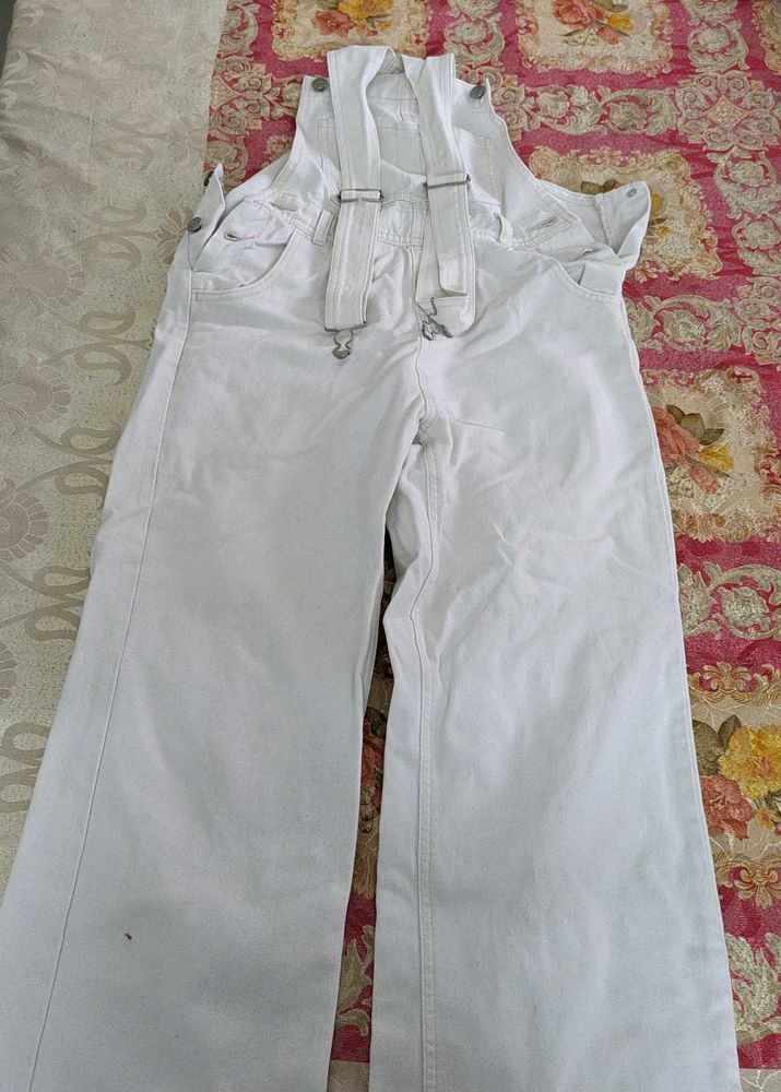 White Denim Overalls