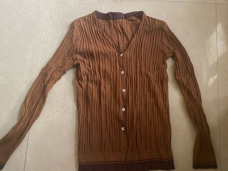 Brown Y2K Cardigan Top