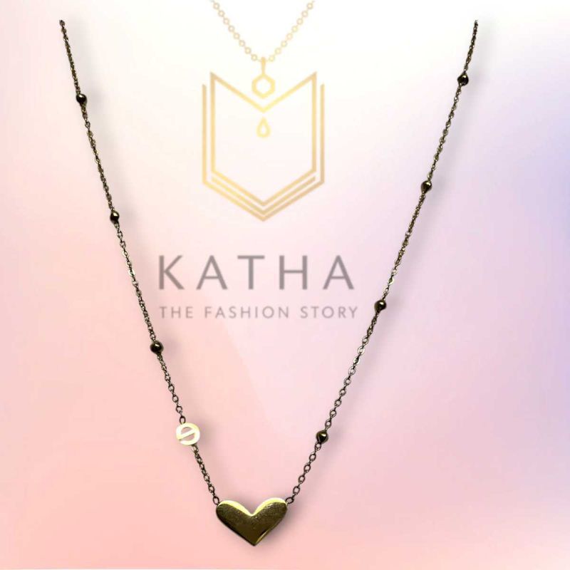 Golden Heart Necklace With Chain Anti Tarnish