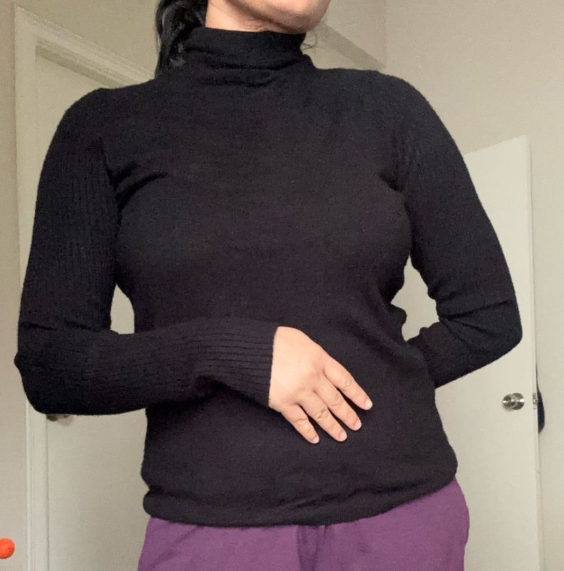Jet Black Turtle Neck Top
