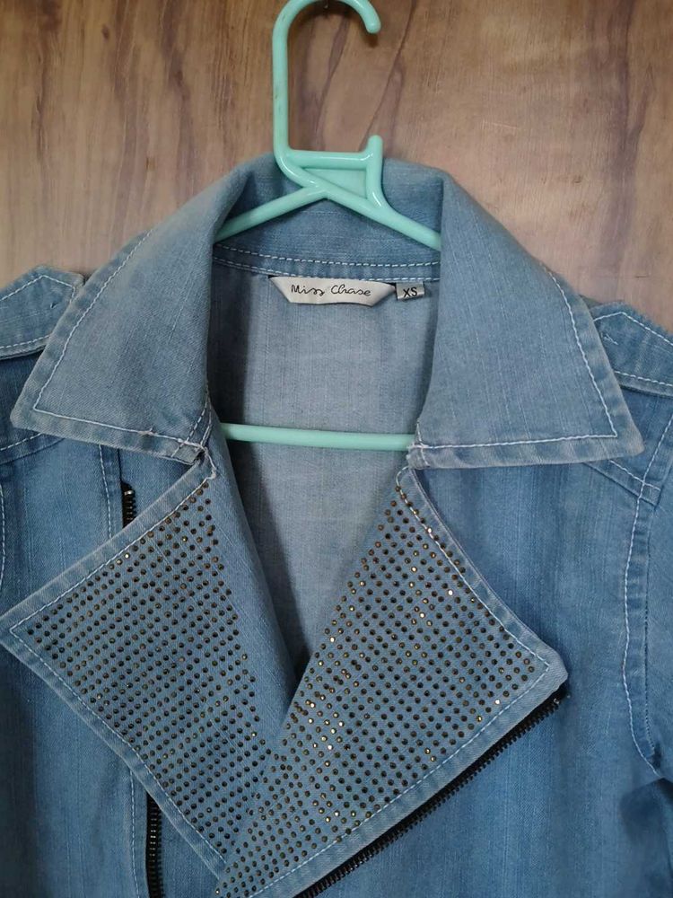 miss chase...new WOT..Denim Moto Jacket