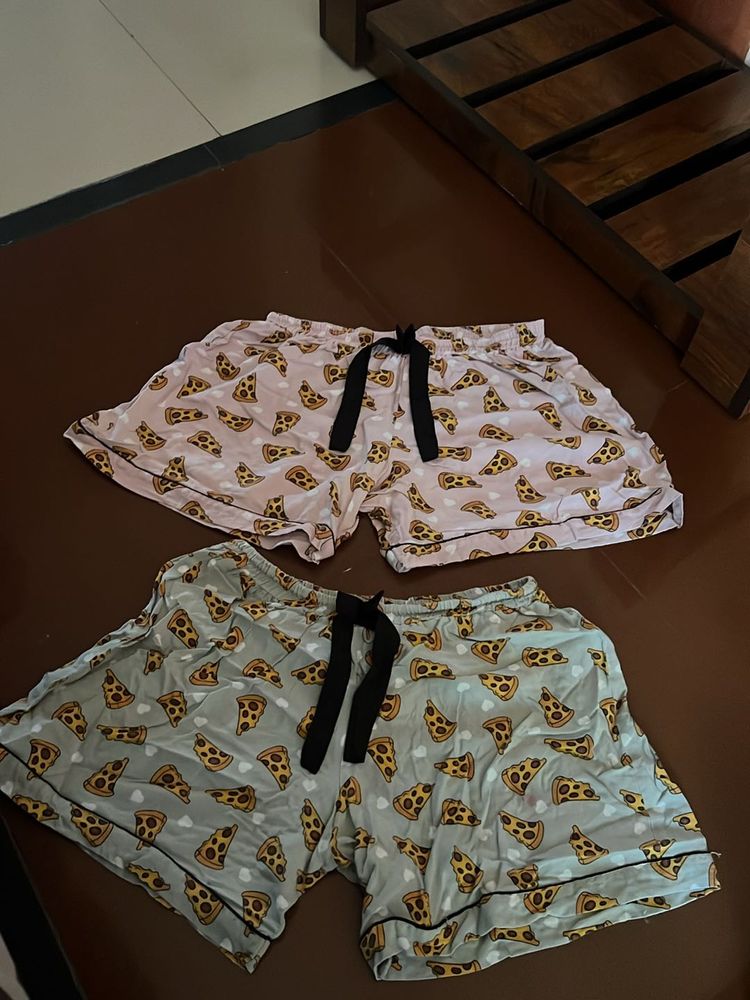 Pizza Print Pajama Shorts
