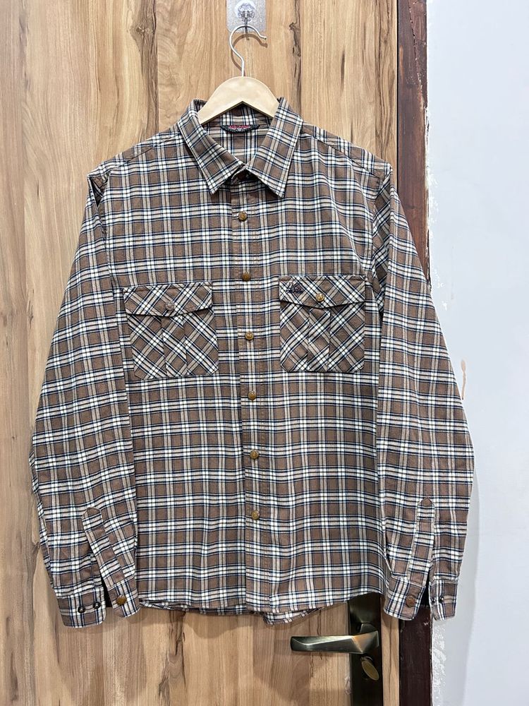 Classic Brown Checkered Flannel Shirt