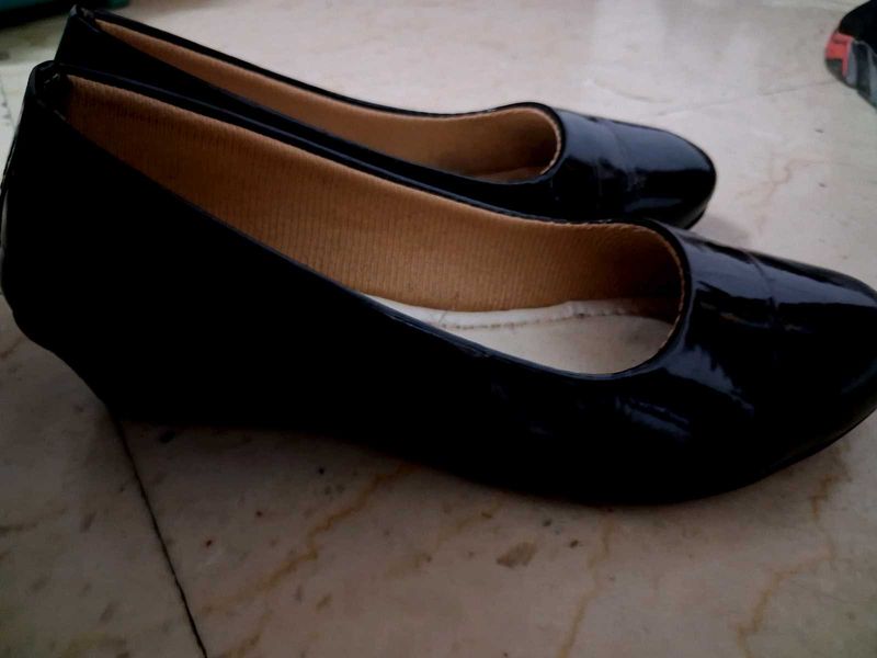 Black Wedge Heel Ballerinas