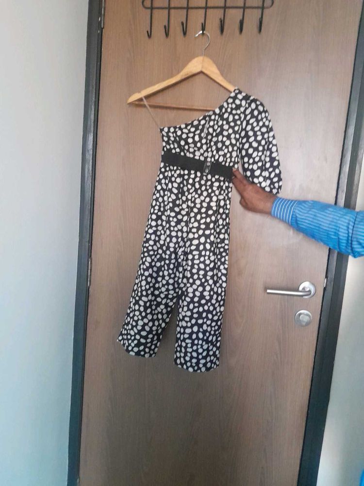 Polka Dot One-Shoulder Jumpsuit