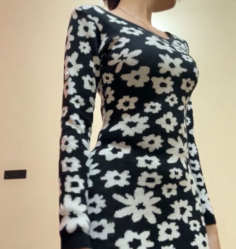 Floral Knit Mini Dress