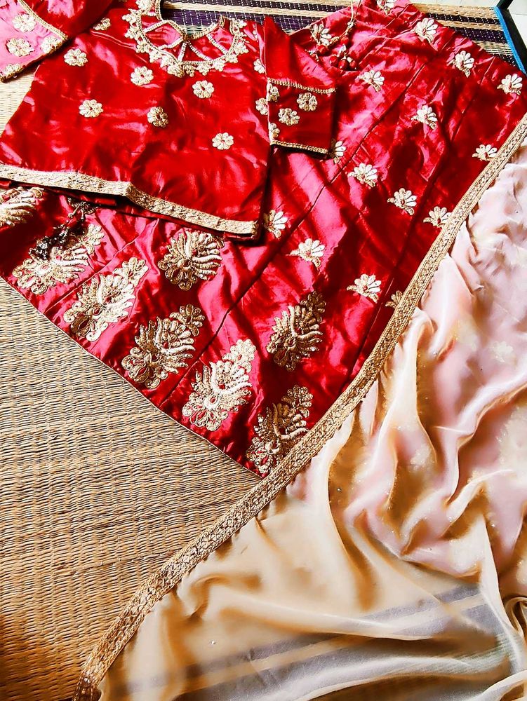 Red Embroidered Lehenga Choli Set || size:xl