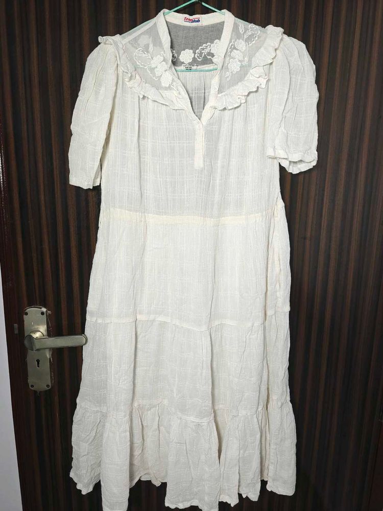Gorgeous Pure Cotton White Lace Dress