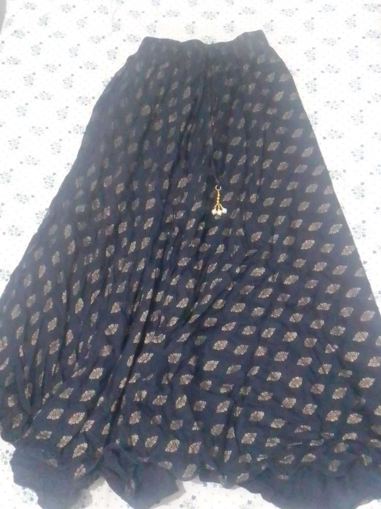 Dark Blue Festive Long Skirt