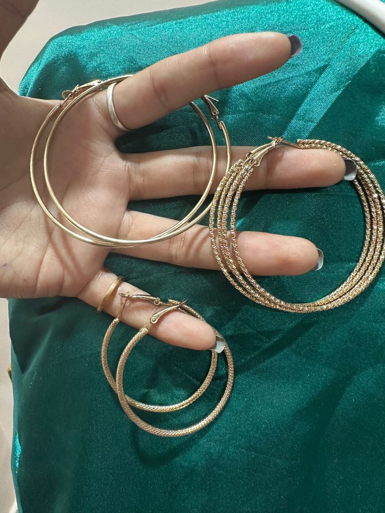 Hoop &amp; 1Gram Gold Earrings Set Of 6