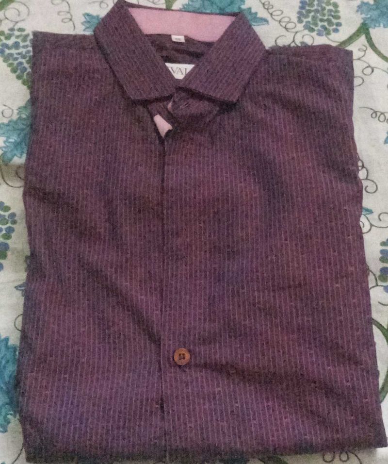 Burgundy Striped Dress Shirt