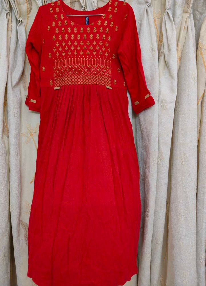 Red Kurti With Embroidery