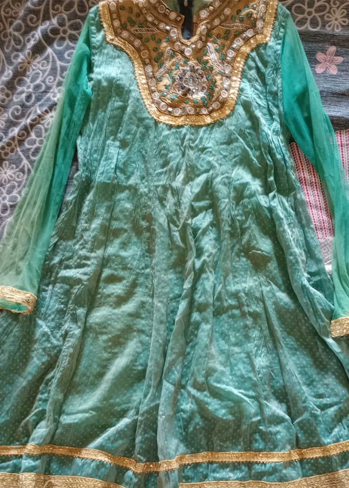 Teal &amp; Gold Embellished Dress