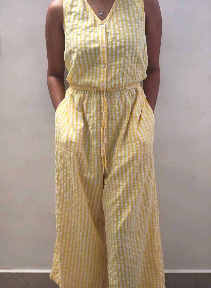 Yellow Gingham Jumpsuit