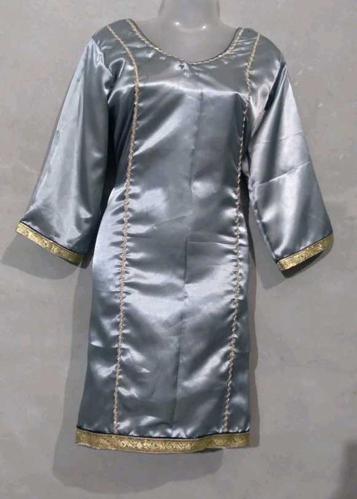 Silver Satin Salwar Suit
