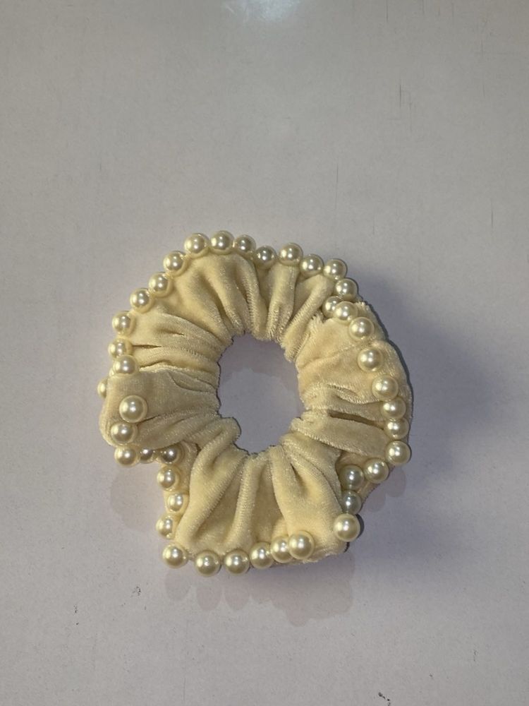 Pearl Embellished Scrunchie