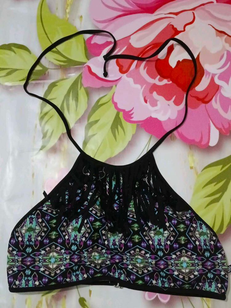 (1052)Fringe Halter Top
