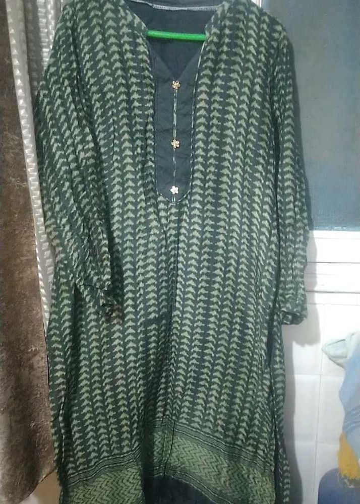 Green Black Kurta